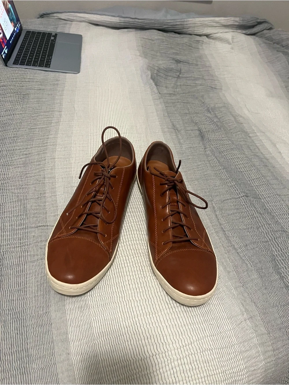 Cole Haan Tan Leather Low-Top Sneakers with White Sole